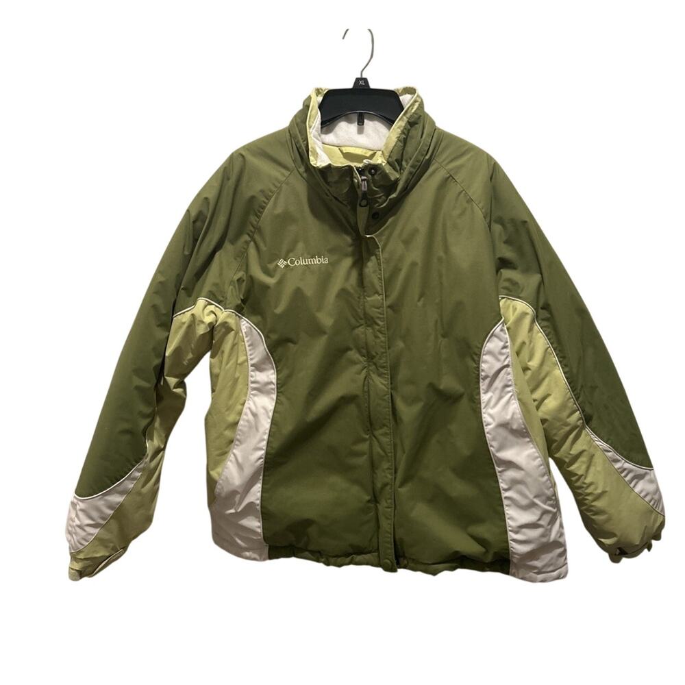 Women’s Columbia Green Zip Up Fleece Lined Waterproof Jacket Size 1X